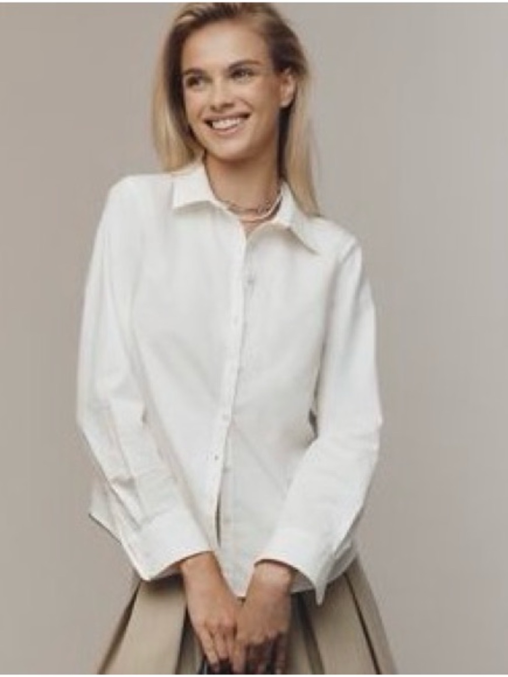 Anthropologie Ivory Button-Down Shirt